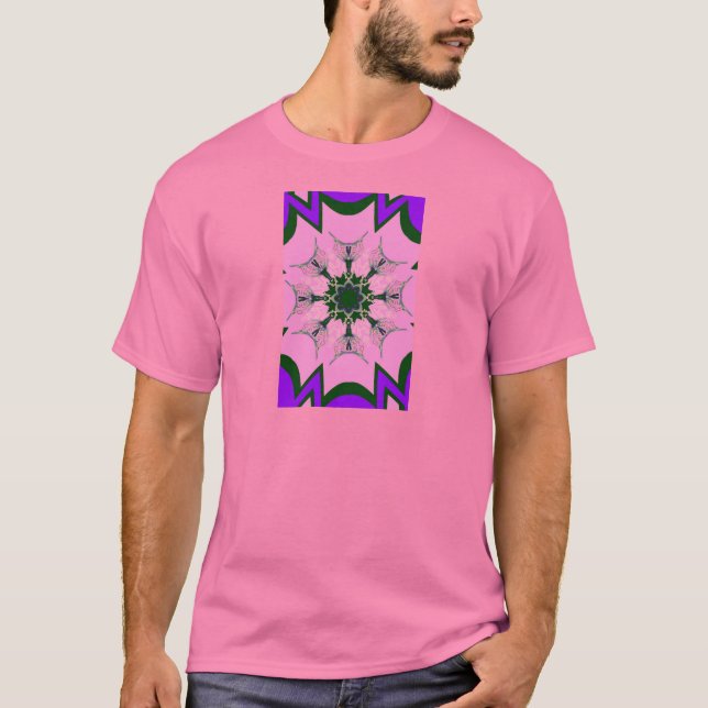 Camiseta Monograma de Moda Floral Cuta Negra y Rosa (Anverso)
