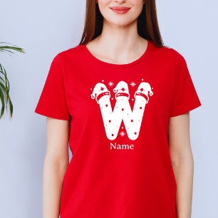 Camiseta Monograma de Navidad de Color Editable con Nombre