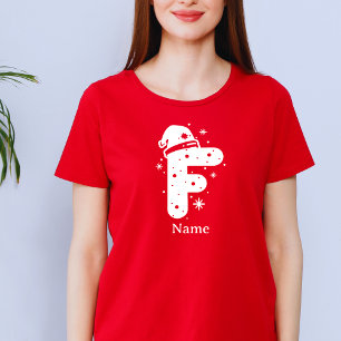 Camiseta Monograma de Navidad de Color Editable con Nombre