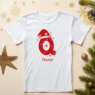 Camiseta Monograma de Navidad de Color Editable con Nombre