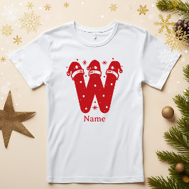 Camiseta Monograma de Navidad de Color Editable con Nombre