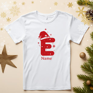 Camiseta Monograma de Navidad de Color Editable con Nombre