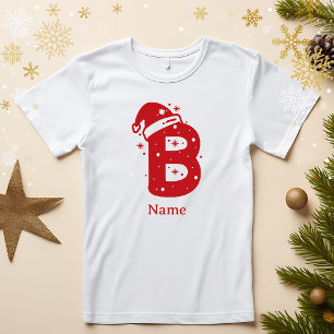 Camiseta Monograma de Navidad de Color Editable con Nombre