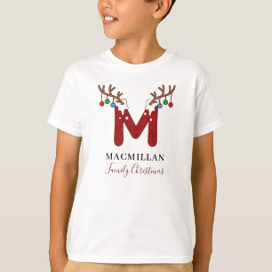 Camiseta Monograma de Navidad Festejo Cuerno de Ciervo Fami