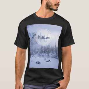 Camiseta Monograma de niebla del bosque de abeto de inviern