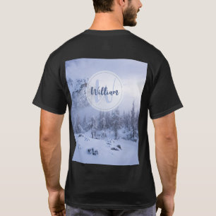 Camiseta Monograma de niebla del bosque de abeto de inviern