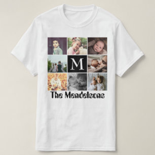 Camiseta monograma de nombres y fotos familiares de persona