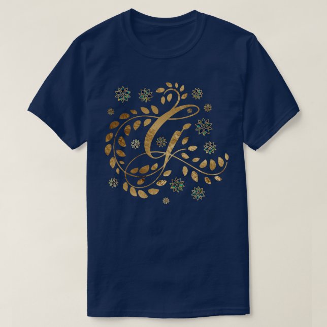 Camiseta Monograma de oro de lujo con letra G (Diseño del anverso)