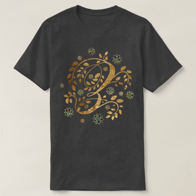 Camiseta Monograma de oro de lujo con letra Z (Diseño del anverso)