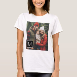 Camiseta Monograma de Personalizado de Collage de fotos neg
