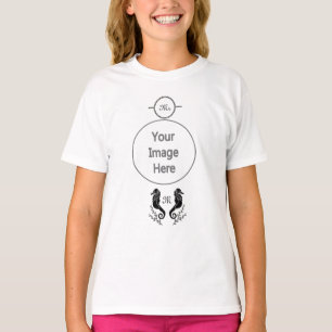 Camiseta Monograma de silueta de caballito de mar negro