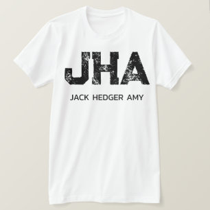 CAMISETA MONOGRAMA DE TRES LETRAS NEGRO MINIMALISTA NOMBRE