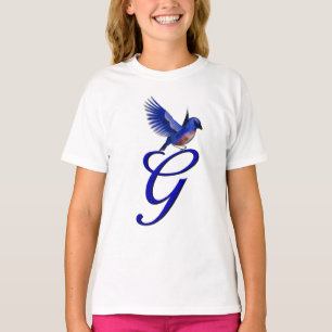 Camiseta Monograma del Bluebird G Inicial Elegante