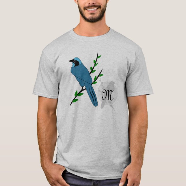 Camiseta Monograma del bonito Turquoise Jay Bird (Anverso)