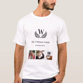Camiseta Monograma del collage de fotos de la reunión famil