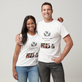 Camiseta Monograma del collage de fotos de la reunión famil