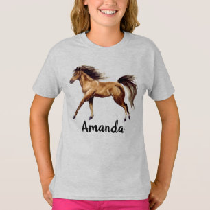 Camiseta Monograma del nombre del caballo en acuarela