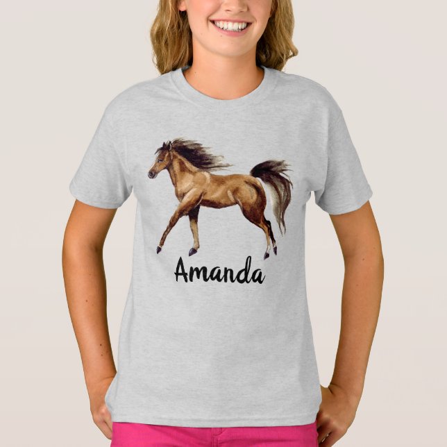 Camiseta Monograma del nombre del caballo en acuarela (Anverso)