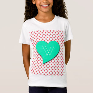 Camiseta Monograma del polka rosado del coral por Shirley T