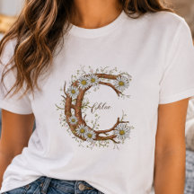 Monograma delicado C: Personalizable con flores y
