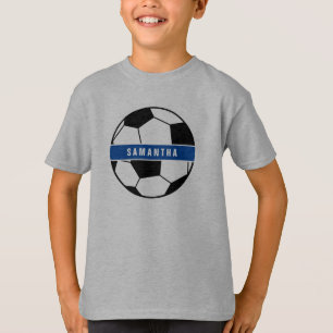 Camiseta Monograma deportivo de fútbol blanco y azul negro