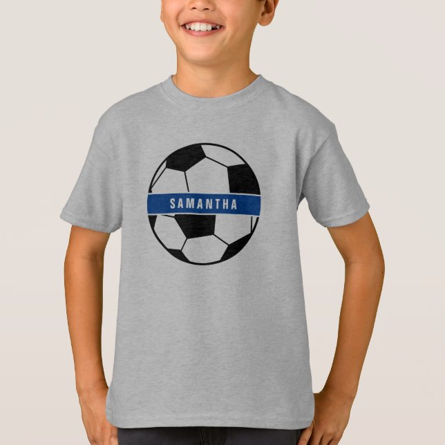 Camiseta Monograma deportivo de fútbol blanco y azul negro (Anverso)