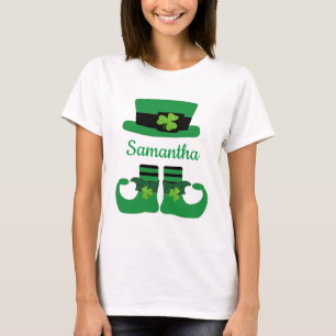 Camiseta Monograma Día de San Patricio Duende Irlandés Verd