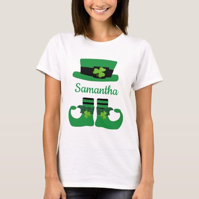 Camiseta Monograma Día de San Patricio Duende Irlandés Verd (Anverso)