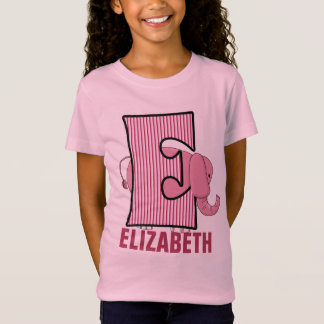 Camiseta Monograma "E" para niños | Elefante rosa | De raya