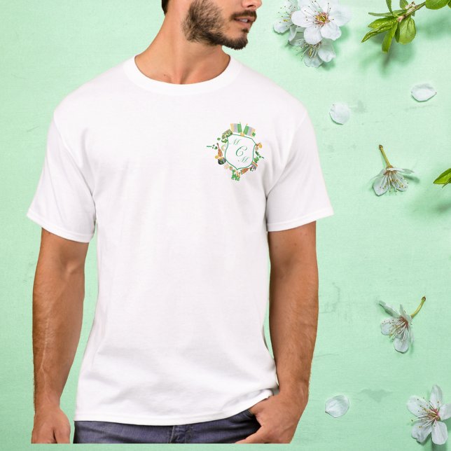 Camiseta Monograma Escudo St. Patrick's day Lucky T-Shirt (Monogram Crest St. Patrick's day Lucky T-Shirt)