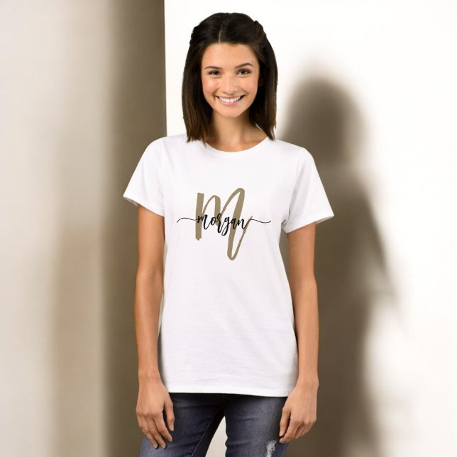 Camiseta Monograma estilo moderno oro negro (Subido por el creador)