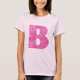 Camiseta Monograma floral de la letra mayúscula B