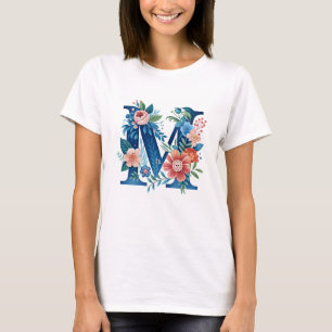 Camiseta Monograma floral decorativo "M"