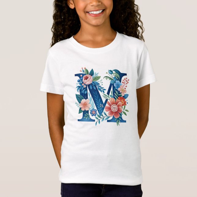 Camiseta Monograma floral decorativo "M" (Anverso)