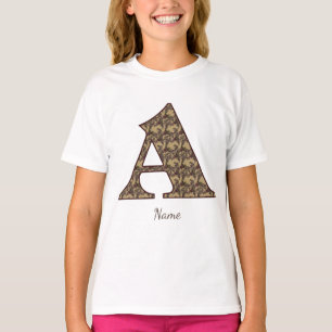 Camiseta Monograma Floral Inicial A Elegante