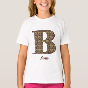 Camiseta Monograma Floral Inicial B Elegante Personalizado