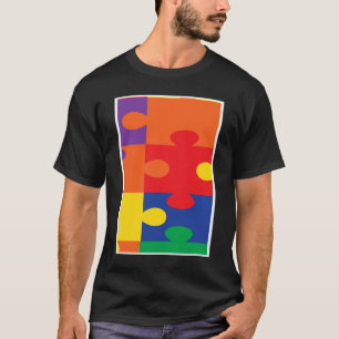 Camiseta Monograma I en piezas de rompecabezas multicolor