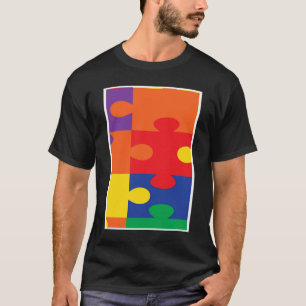 Camiseta Monograma I en piezas de rompecabezas multicolor