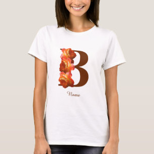 Camiseta Monograma Inicial B Personalizado Rosa Naranja