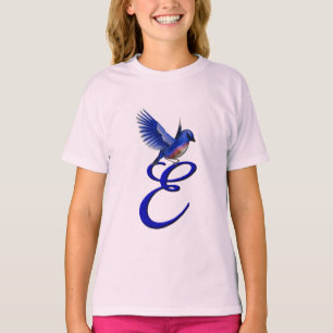 Camiseta Monograma inicial Bluebird Elegante E 