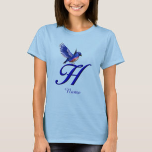 Camiseta Monograma inicial Bluebird H elegante personalizad