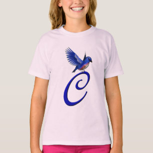 Camiseta Monograma inicial C Elegante Bluebird 