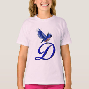 Camiseta Monograma inicial D Elegante Bluebird 