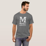 Camiseta Monograma Inicial del Nombre para Padrino de Boda<br><div class="desc">Clásico,  simple,  camiseta de boda con nombre. Perfecto para padrino de boda. Personalízala con tu inicial y nombre.</div>