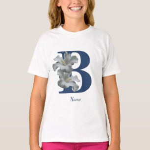 Camiseta Monograma Inicial Flor de Hibisco Personalizado B