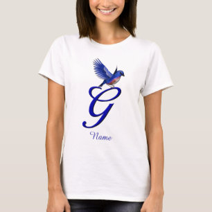 Camiseta Monograma inicial G Bluebird elegante personalizad
