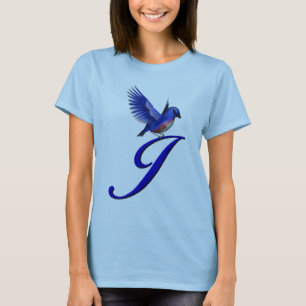 Camiseta Monograma inicial J Bluebird elegante
