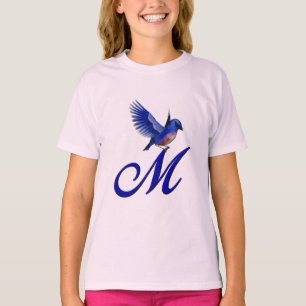 Camiseta Monograma inicial M Elegante Bluebird 