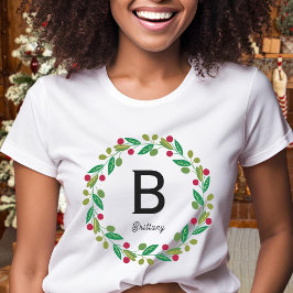 Camiseta Monograma inicial - Navidades familiares de mujere