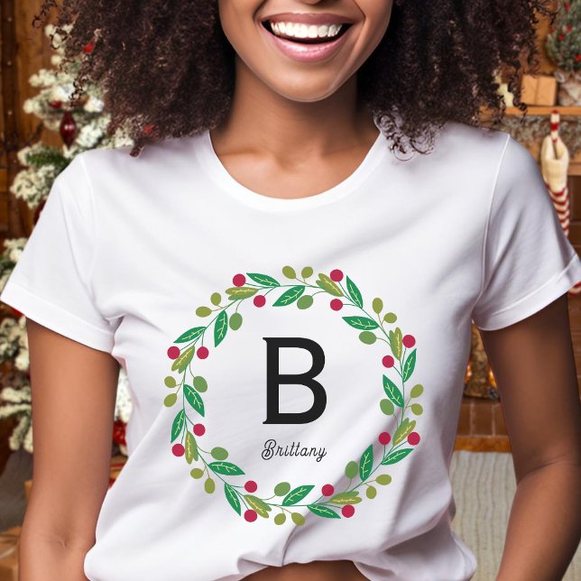 Camiseta Monograma inicial - Navidades familiares de mujere (Subido por el creador)